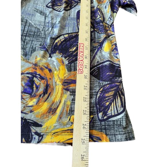 Worthington Women’s Floral Stretch Top L Yellow Purple Gray 3/4 Sleeve Blouse - Picture 9 of 9